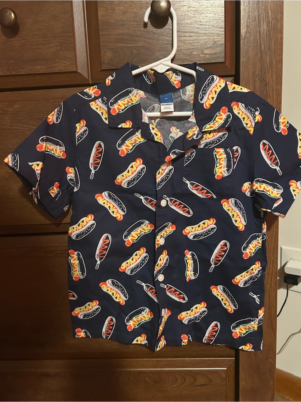 Old Navy Hot Dog Print Button-Up Shirt